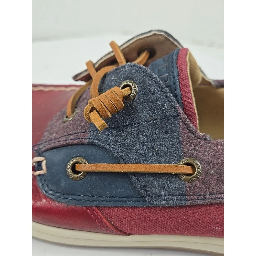 Sperry Songfish Varsity Wool Boat Shoe Women's 10 Maroon Navy 84410 NWOB